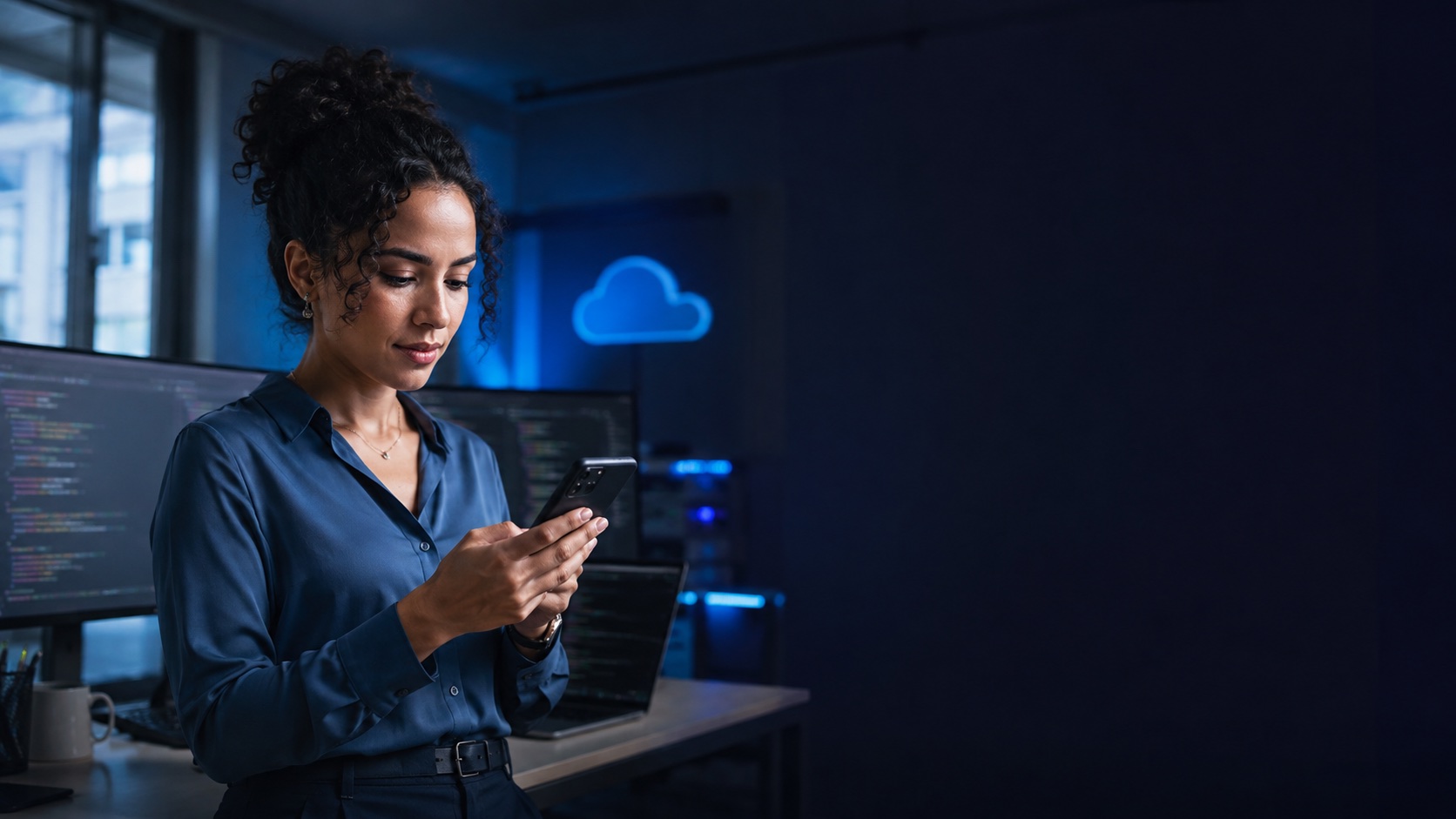 Equipe analisando sistemas e processos de tecnologia